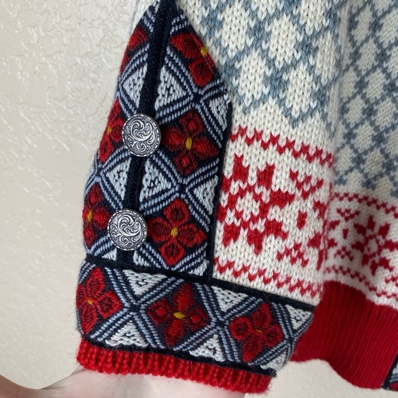 Dale Of Norway Vintage Red and White Patterned Wool Cardigan Sweater XS/38 - Picture 6 of 8